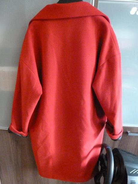 Červený oversize kabát, xl