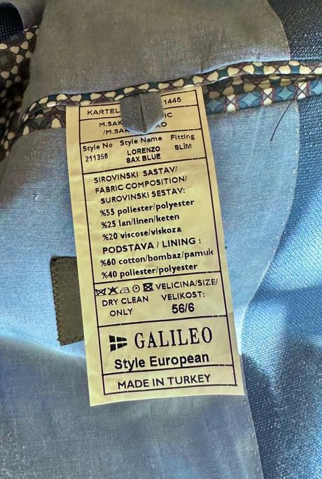 Pánske sako galileo slim fit, veľ.56/6, xxl