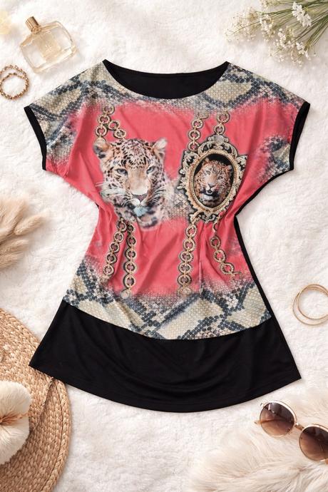 Dámska výrazná tunika s leopardím motívom, l