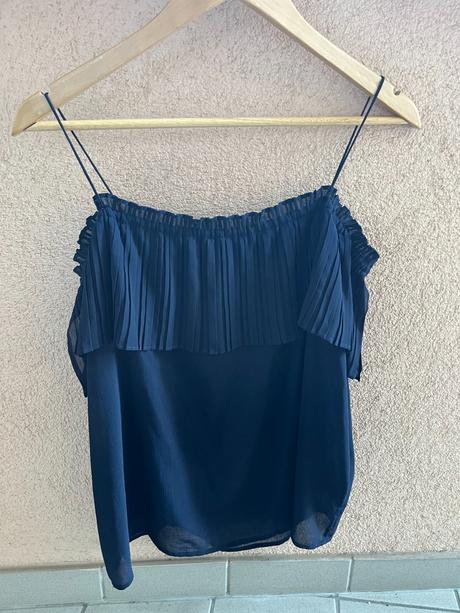 Čierny top na ramienka massimo dutti, s