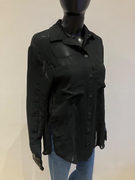 Dámska blúzka bershka čierna priesvitná (xs), bershka,xs