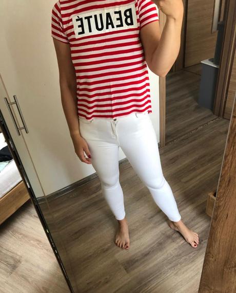 Červeno biele pásikavé tričko xs, atmosphere,xs