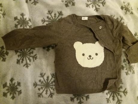 Zavinovacie svetrik h&m motív medvedík dvojicky, h&m,74