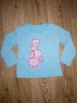 Tyrkysove tričko s mačičkami 110 pekný stav, 110