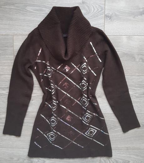 Hnedy sveter s flitrami, m