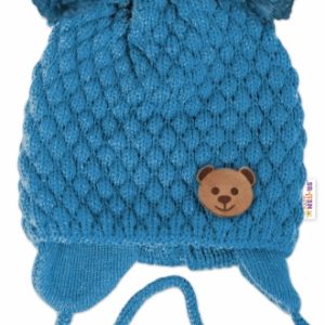 Zimná pletená čiapka teddy bear na zaväzovanie, 50 / 68 / 74 / 80