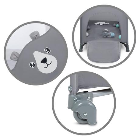 Šedá cestovná postieľka blissy basic gray, šírka (cm): 65,dĺžka (cm): 120