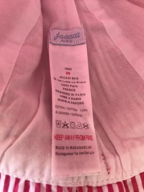 Jacadi červený pásikovaný klobúk veľkosť 55, jacadi,56