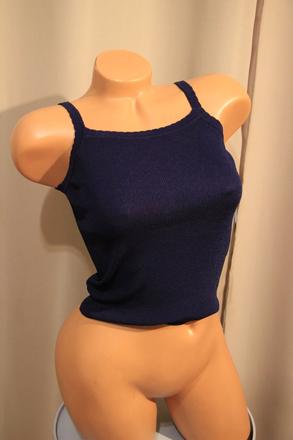 Tmavo modrý pletený crop top, xs, xs