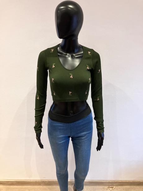 Dámske krátke rebrované tričko stradivarius (s), stradivarius,s