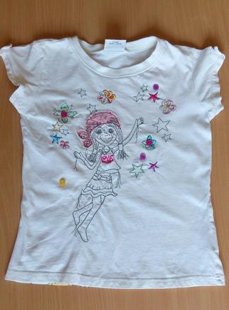 Vyšívané tričko s dievčaťom, asi na 5-6 r., next,116