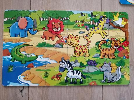 Drevené puzzle 4 x 24 dielikov v krabici, 