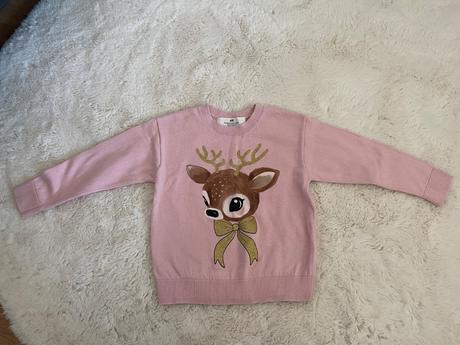 Ružová bunda, svetrik next a h&m 98/104, 104–116