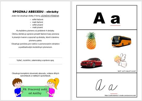 Spoznaj abecedu  - obrázky (pdf súbor), 