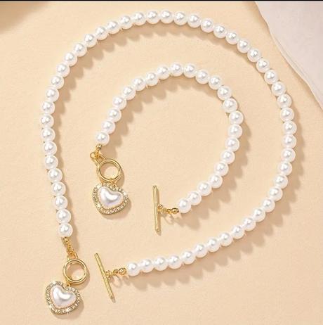 Perlový set so srdiečkom,