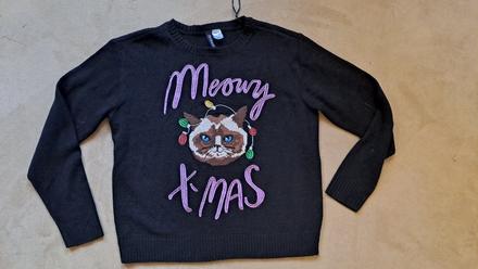 Vianočný sveter h&m s mačkou č.s, h&m,s