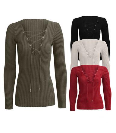 Pulovrik lace up, l