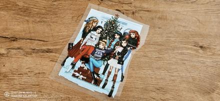 Nažehľovacia nálepka - vianočné dievčatá - 18,4x23, 