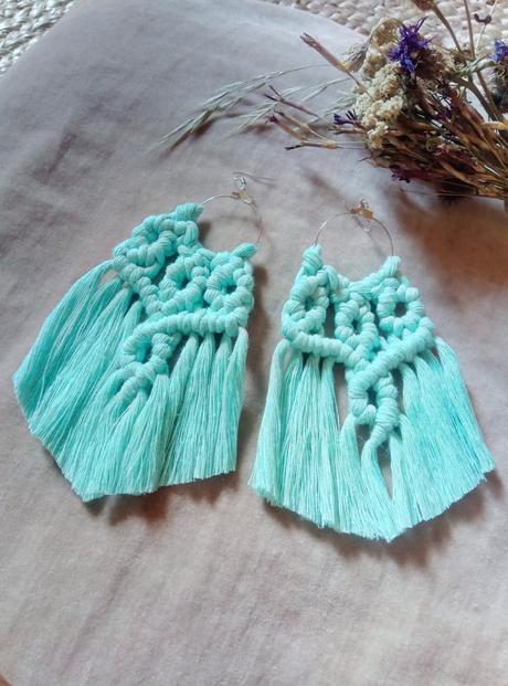 Náušnice pletené macramé, 