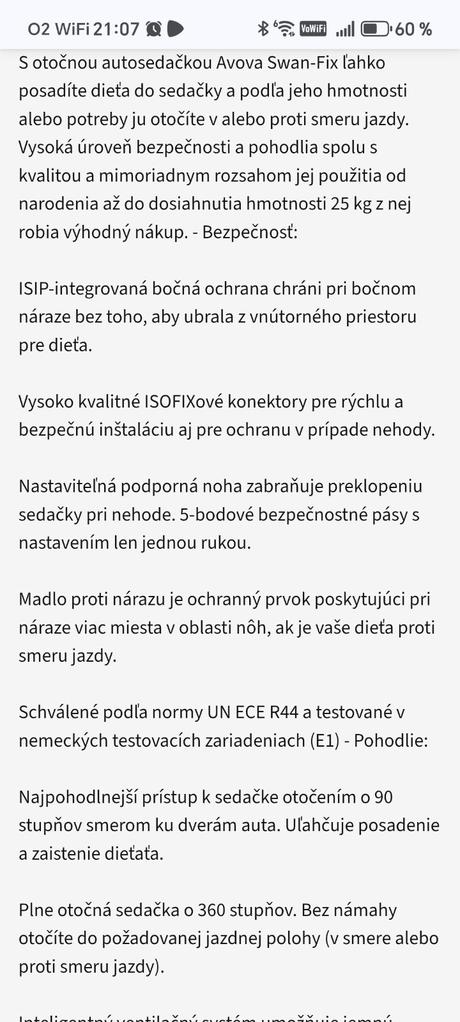 Avova autosedačka do 25kg, 