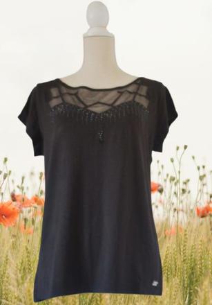 Čierny top s tylom a flitrami, veľ. xl, xl