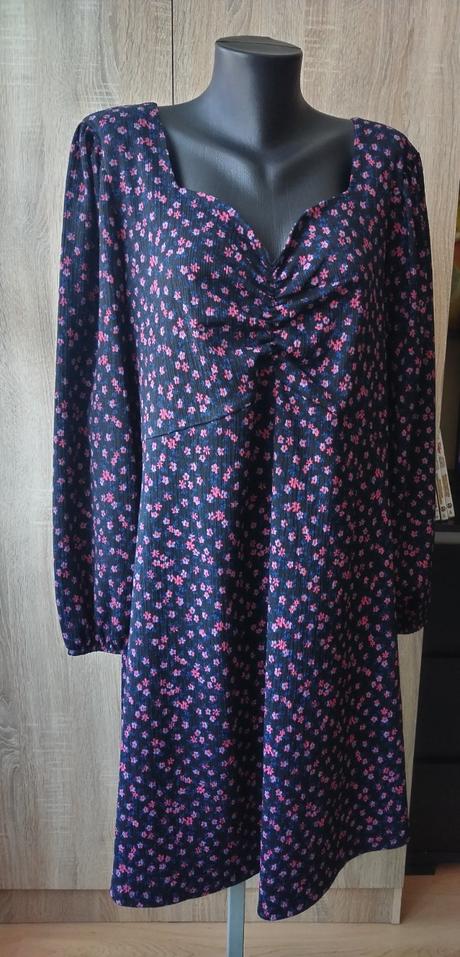 Kvetované šaty bodyflirt s dlhým rukávom, bonprix,48
