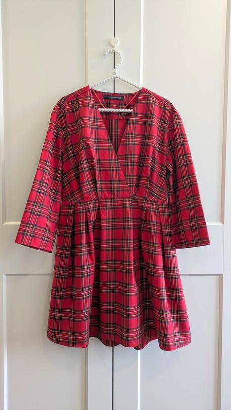 Červené kárované šaty zara, zara,m