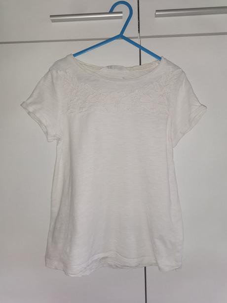 Biele tričko s čipkou, h&m,134