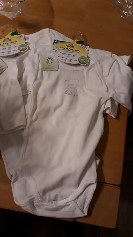 Body dlhym rukavom 12 m bio bavlna 4 kusy, 80