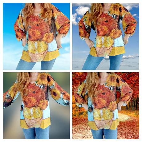 Blúzka- olejomaľba v.van gogh slnečnice -, s / xxl