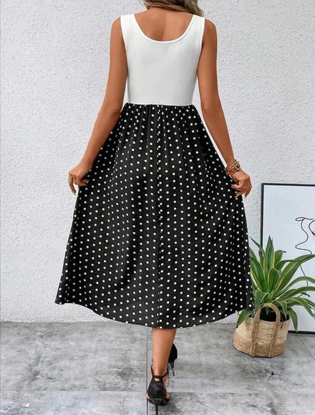 Šaty s bodkovanou sukňou, 38 / m