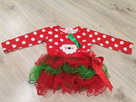 Dievčenské červene vianočné šaty, 92