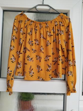 Blúzka so spustenými rukavmi, h&m,s