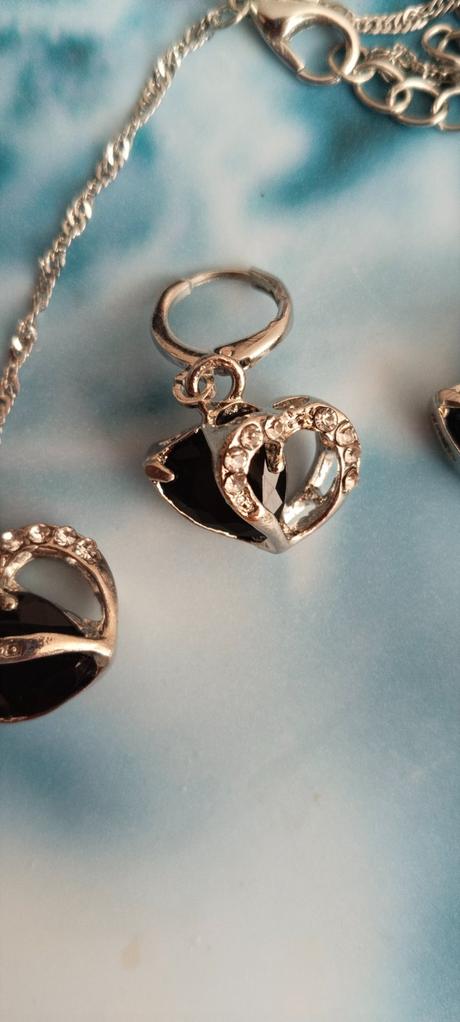 Súprava šperk, syntetický onyx  čierny kameň, 