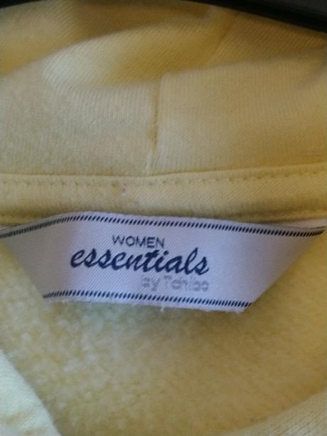 Crop žltá mikina s nápisom, essentials, xl/xxl, tchibo,xxl