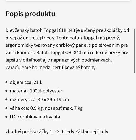 Školská taška topgal, 