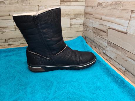Rieker 42 - dámske kožené zateplené čierne čižmy, rieker,42