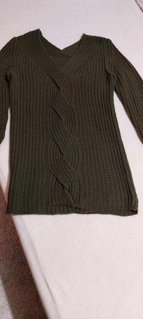Olivovo zelený pulóver, l