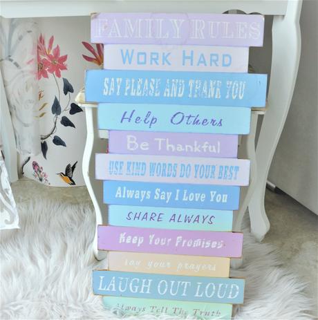 Drevená tabuľa/obraz pravidlá rodiny, 