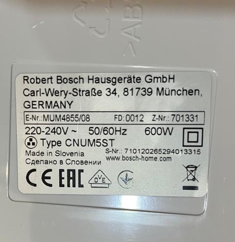 Bosch mum 4855/08 kuchynský robot 600w, bosch