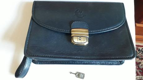 Petrolejová kožená clutch kabelka,