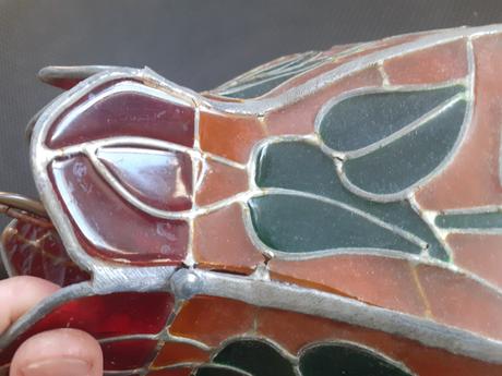 Starý farebný vitrážový luster s ružami, 