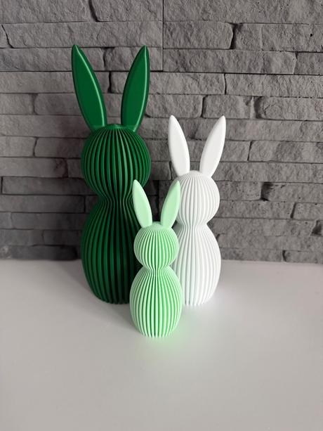 Rodinka zajkov v obľúbenej zelenobielej kombinacii, 