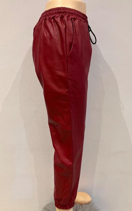 Dámske bordové koženkové nohavice (uni), l / m