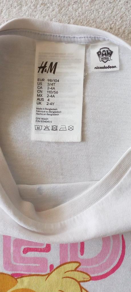 Pyžamo paw patrol, h&m,98