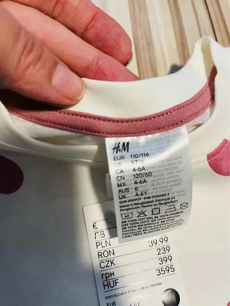 110/116 zn.h&m nové bavlnené pyžamko so srdiečkami, h&m,110 / 116