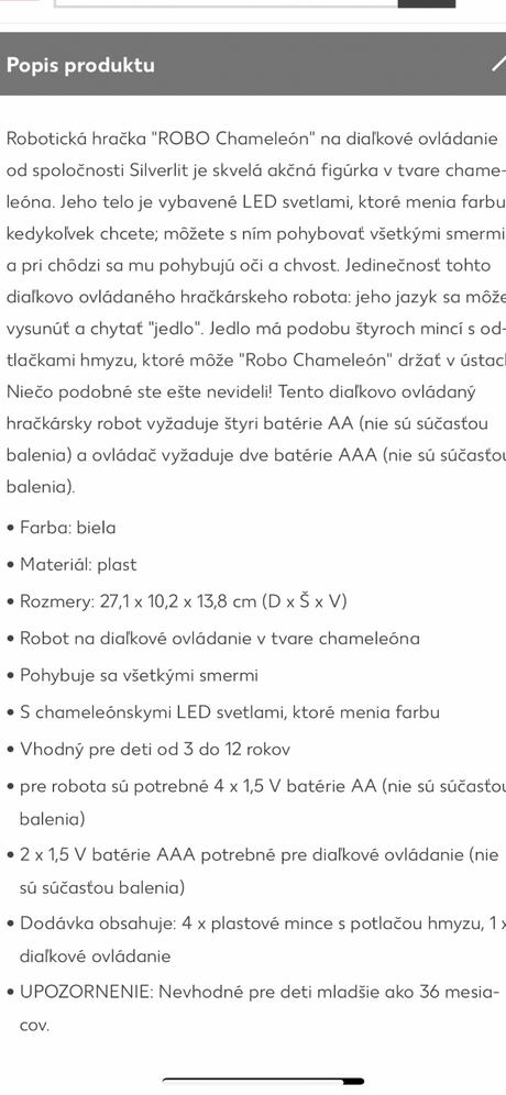 Roboticky chameleón pre deti, 