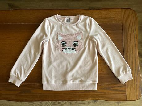 Teplá zamatová mikina s mačičkou premieňacou, kids,134