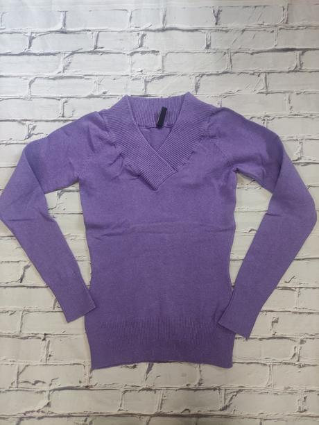 Fialový svetrík, fishbone,xs