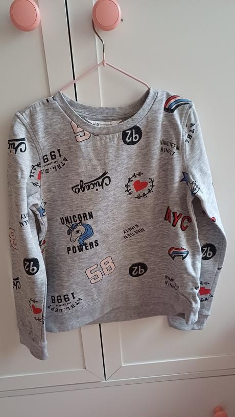 Mikina zateplená jednorožec, h&m,128